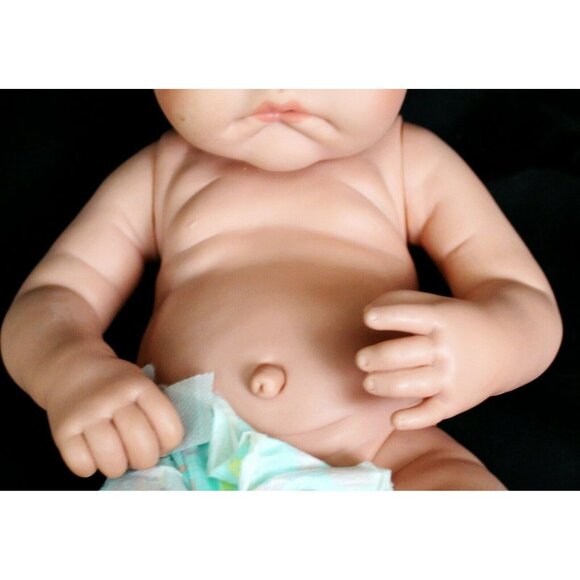 Anatomically Correct Baby Girl Doll in White Bunny Sleeper 1 Pc Eyelashes - Picture 9 of 12
